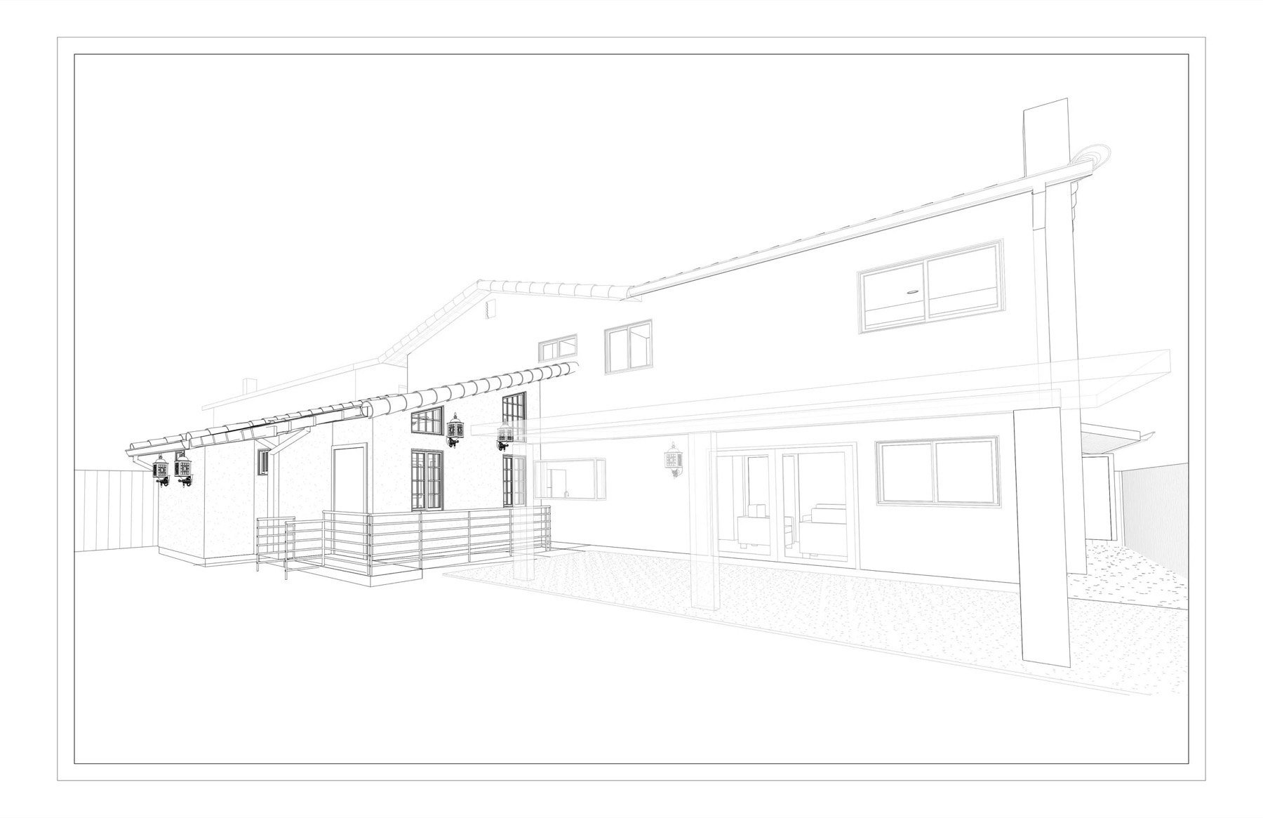 Line-drawn perspective of the addition exterior
