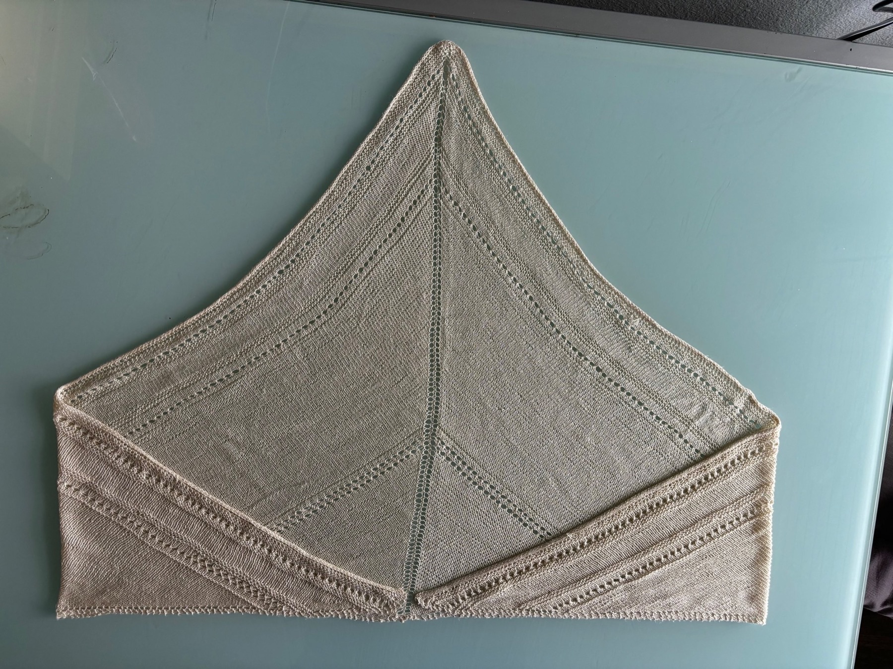 Mulberry silk rebozo — full spread showing lace detail