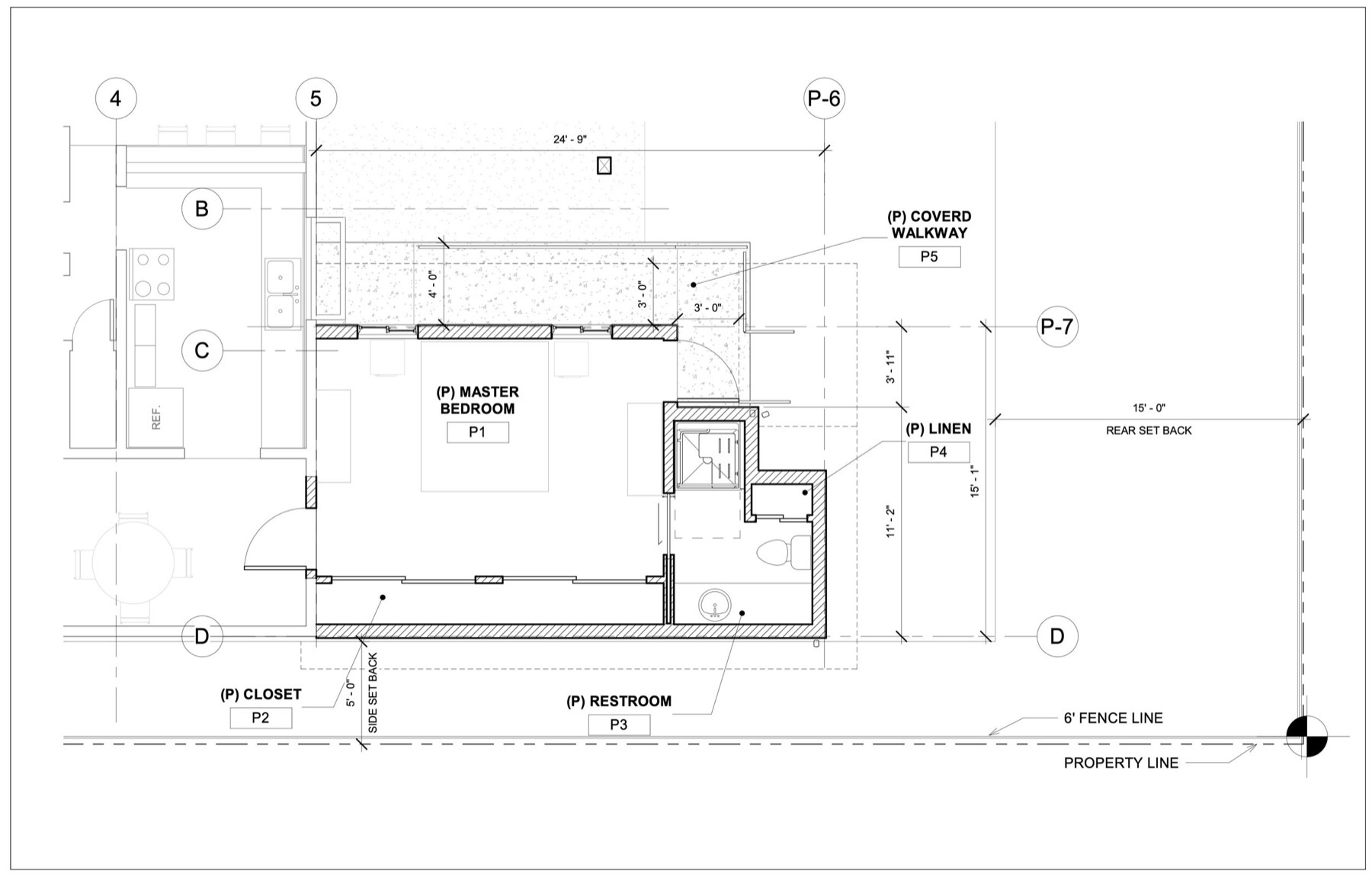 Enlarged plan of the proposed addition with room labels