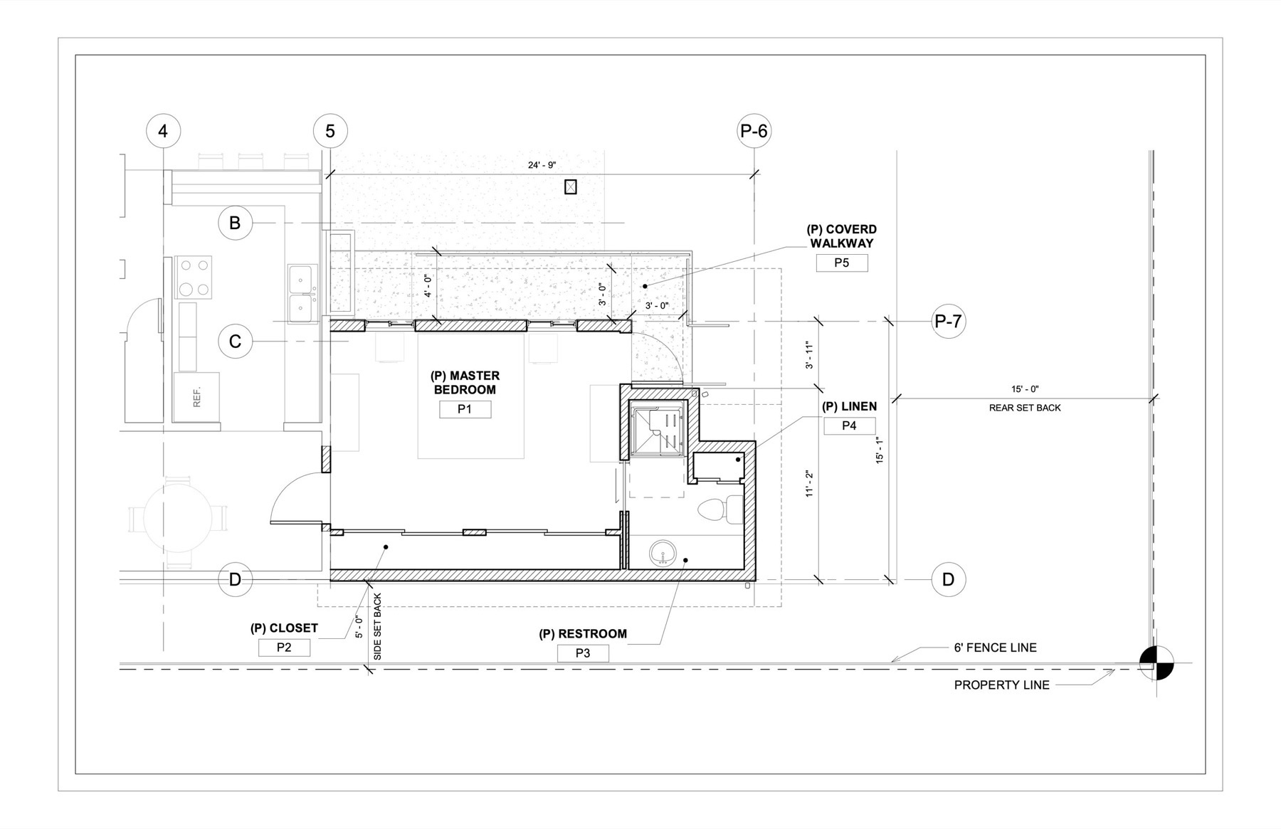 Enlarged plan of the proposed master bedroom addition